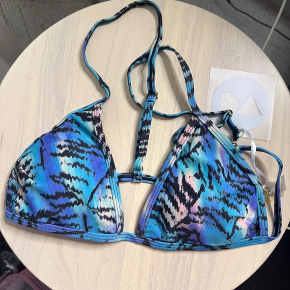 Perfect Vacation Other - Perfect Vacation Blue Tiger Animal Print Triangle Bikini Top Medium NWT